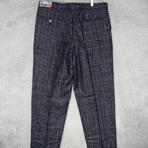 NOS Retro Pants Men Sz 38 Black Tweed Wool Blend Pleated High Waist Raw Hem VTG